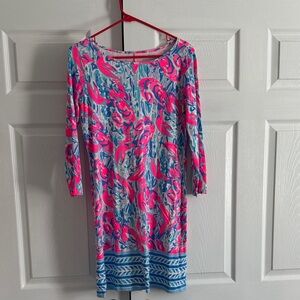 Lilly Pulitzer Pink and Blue Patterned Long Sleeve Dress